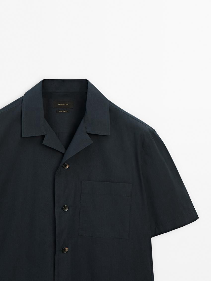 Massimo Dutti Cotton Poplin Men Shirts Navy | US-JS5846027