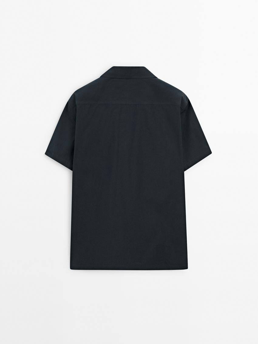 Massimo Dutti Cotton Poplin Men Shirts Navy | US-JS5846027