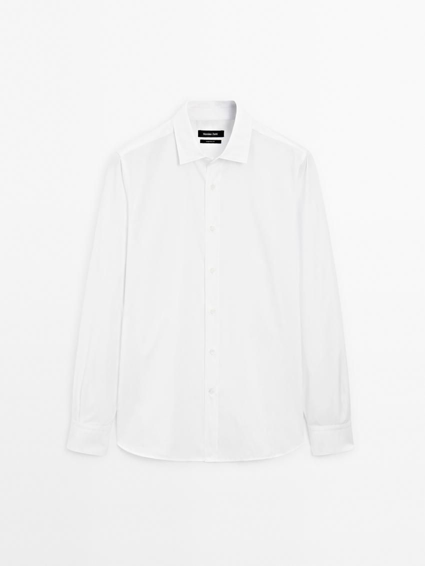 Massimo Dutti Cotton Poplin Men Shirts White | US-MY8530179