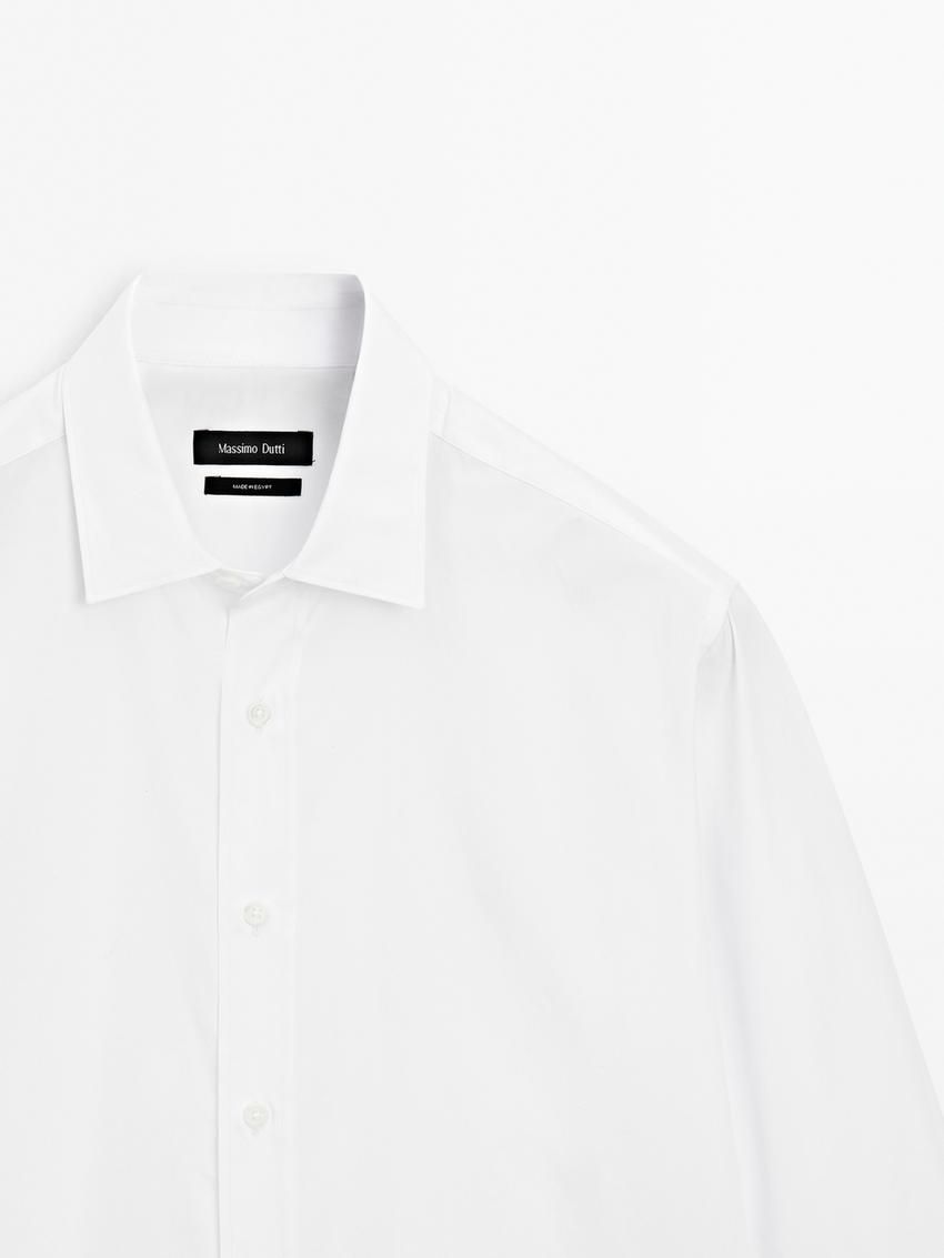 Massimo Dutti Cotton Poplin Men Shirts White | US-MY8530179