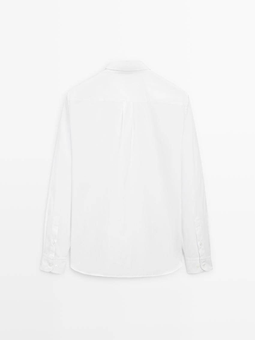 Massimo Dutti Cotton Poplin Men Shirts White | US-MY8530179