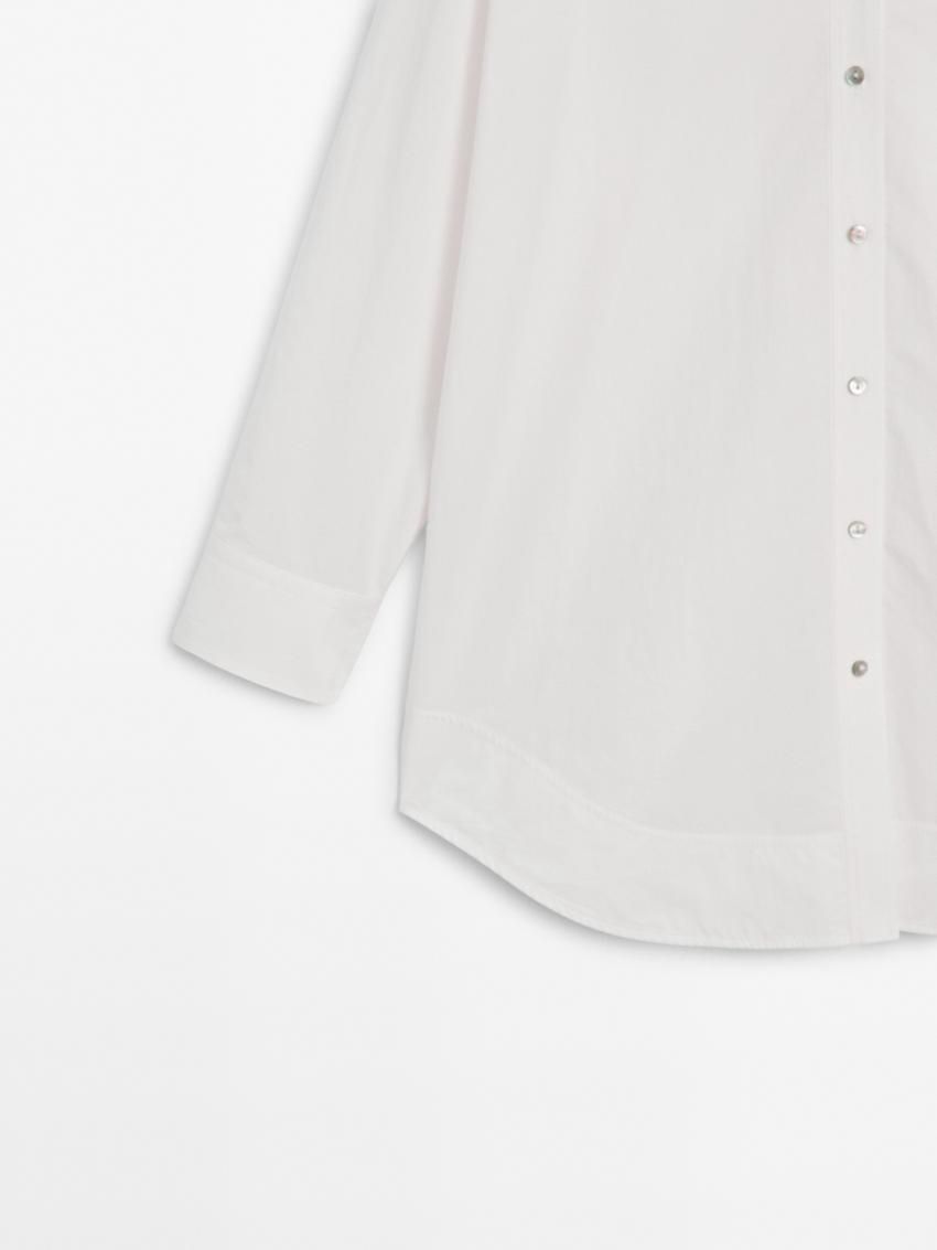 Massimo Dutti Cotton Poplin Oversize With Double Hem Women Blouse White | US-UQ8236754
