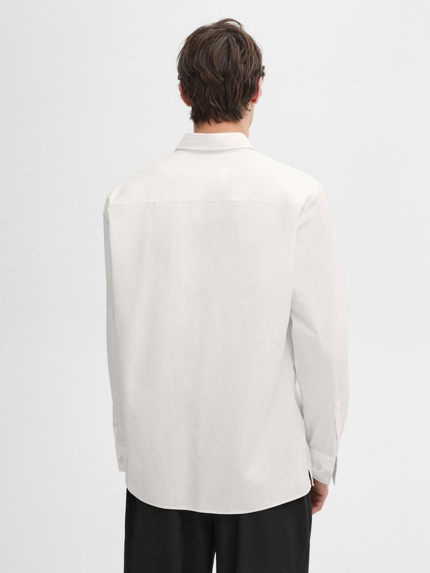 Massimo Dutti Cotton Poplin With Pocket Men Shirts White | US-CY1872359
