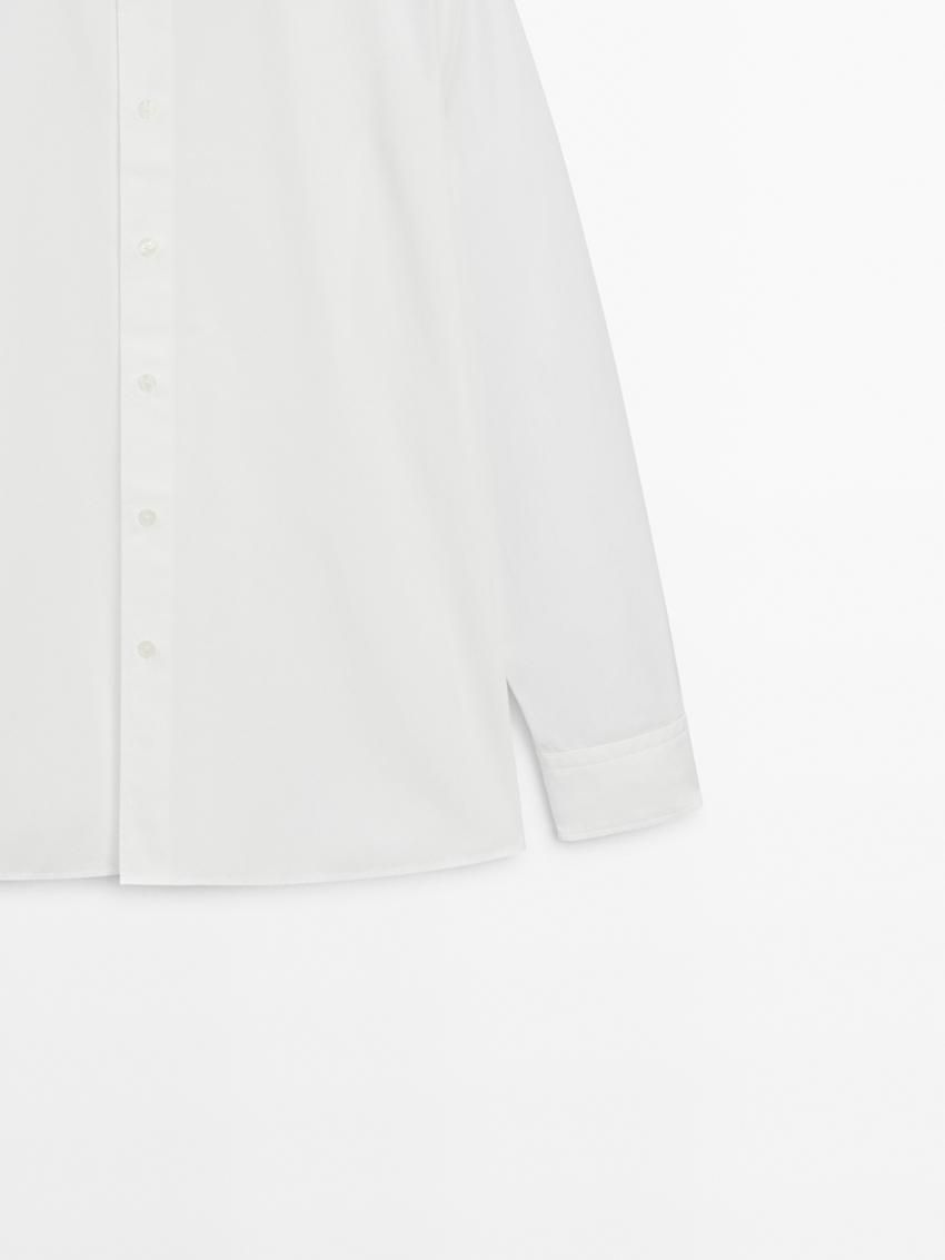 Massimo Dutti Cotton Poplin With Pocket Men Shirts White | US-CY1872359