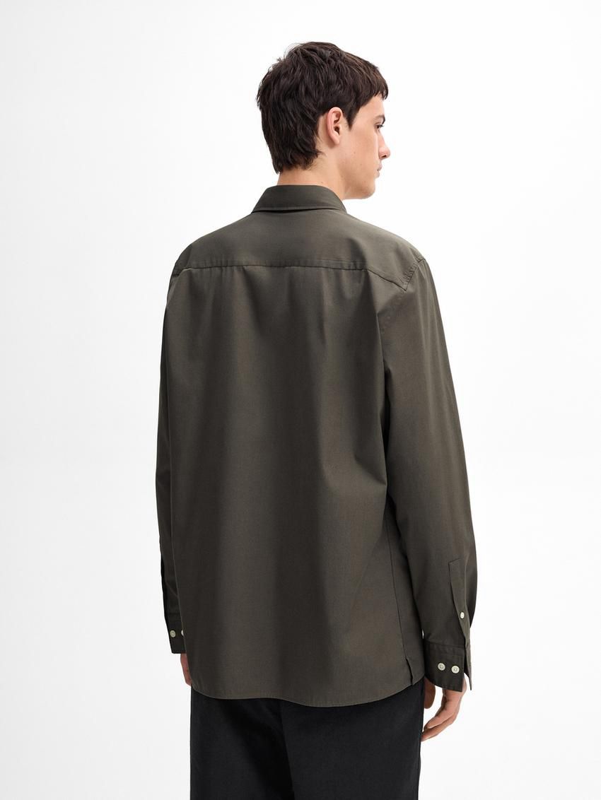 Massimo Dutti Cotton Poplin With Pocket Men Shirts Dark Grey | US-QY9584201