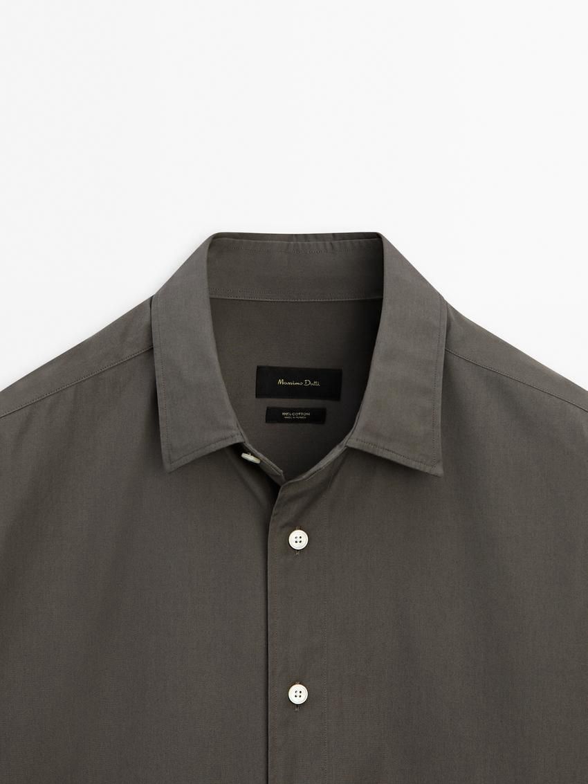 Massimo Dutti Cotton Poplin With Pocket Men Shirts Dark Grey | US-QY9584201