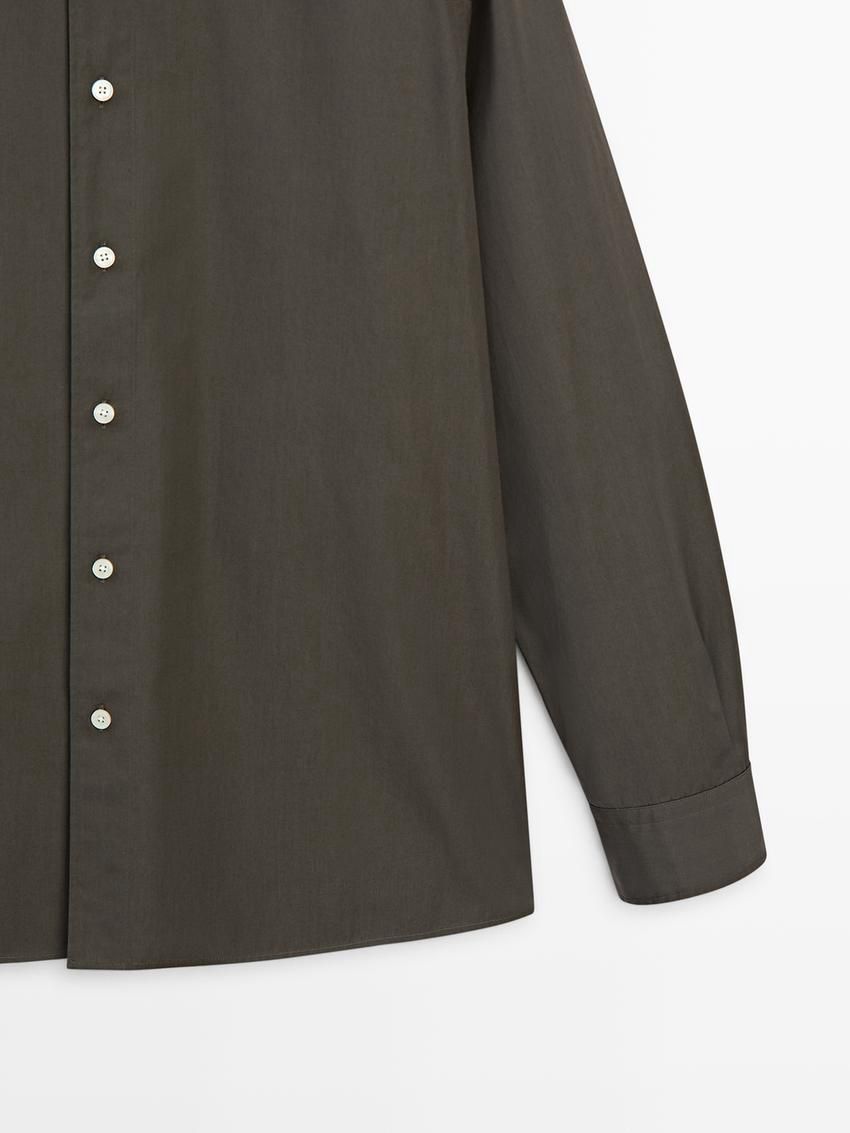 Massimo Dutti Cotton Poplin With Pocket Men Shirts Dark Grey | US-QY9584201