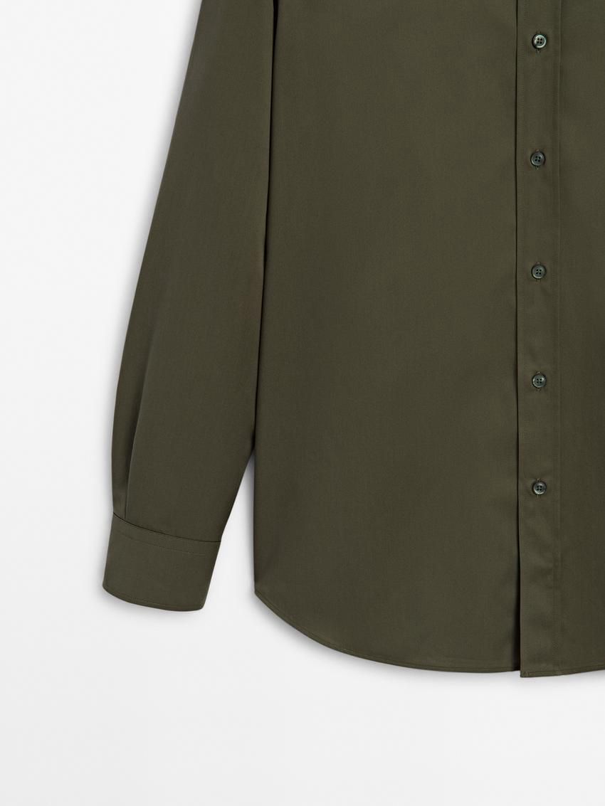 Massimo Dutti Cotton Regular Fit Men Shirts Dark Green | US-MJ2094537