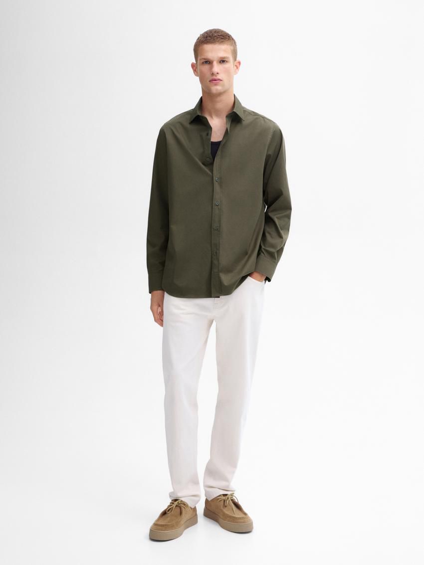 Massimo Dutti Cotton Regular Fit Men Shirts Dark Green | US-MJ2094537
