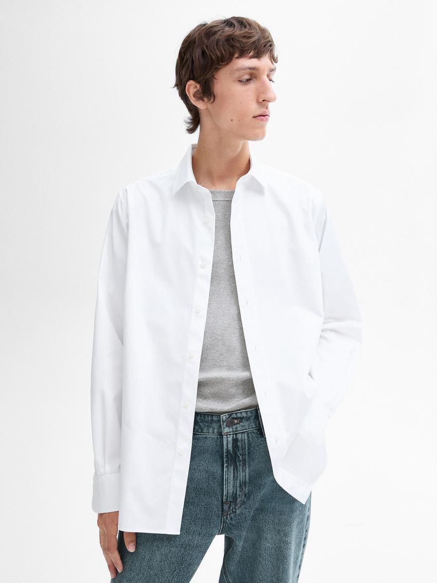 Massimo Dutti Cotton Regular Fit Men Shirts White | US-YR1905734