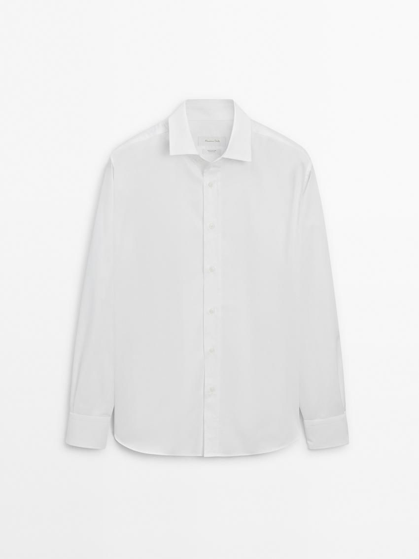 Massimo Dutti Cotton Regular Fit Men Shirts White | US-YR1905734