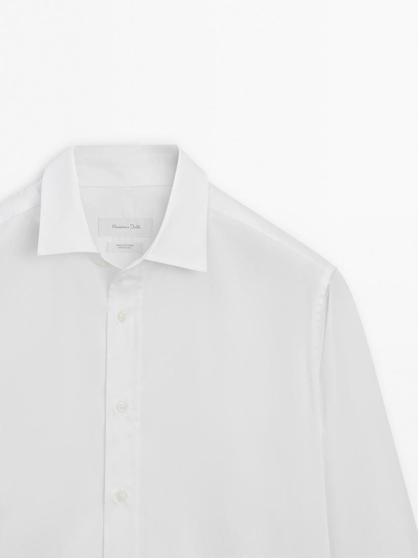 Massimo Dutti Cotton Regular Fit Men Shirts White | US-YR1905734
