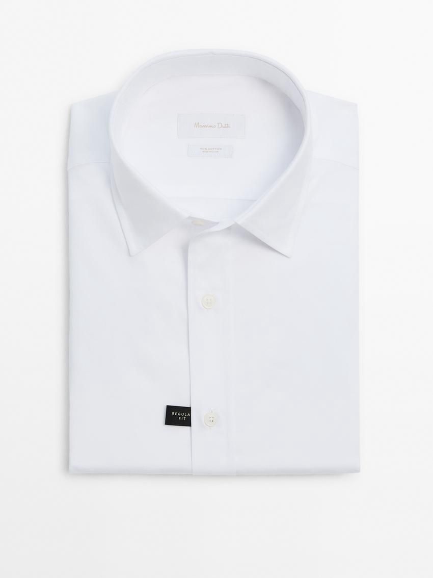 Massimo Dutti Cotton Regular Fit Men Shirts White | US-YR1905734