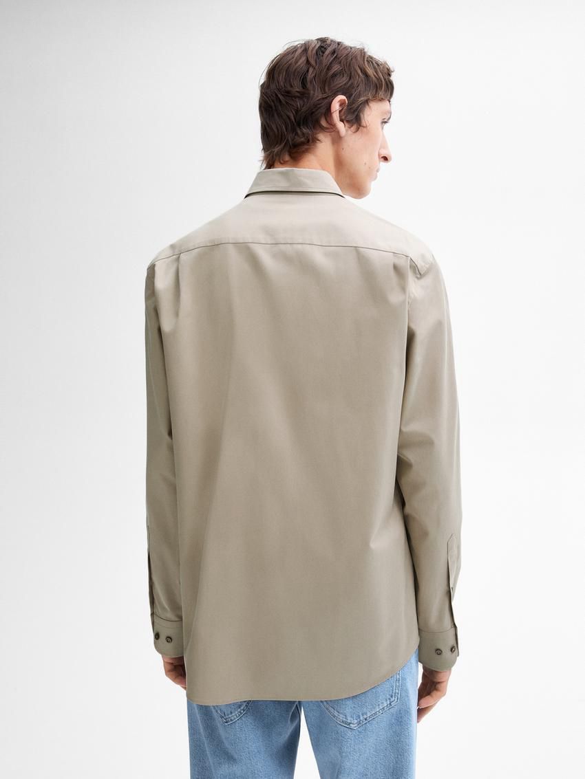 Massimo Dutti Cotton Regular Fit Men Shirts Khaki | US-IT1923074