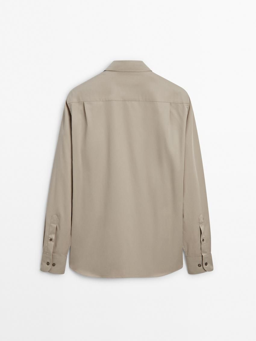 Massimo Dutti Cotton Regular Fit Men Shirts Khaki | US-IT1923074