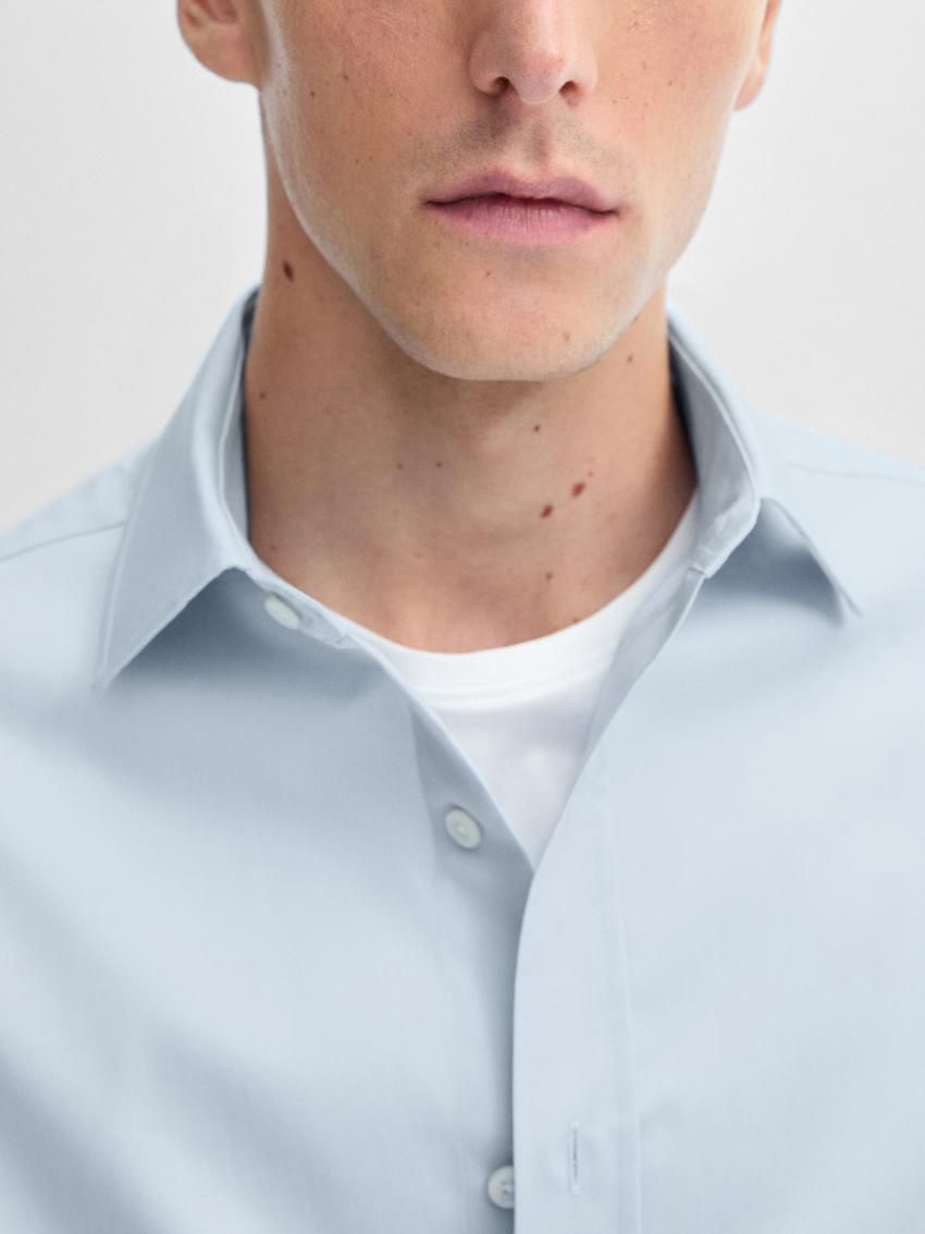 Massimo Dutti Cotton Regular Fit Men Shirts Light Blue | US-FN8625901
