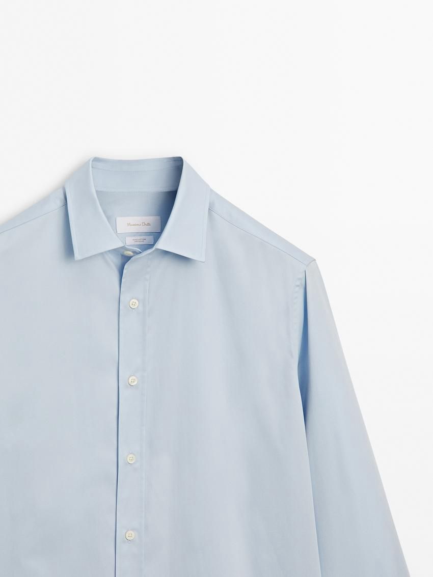 Massimo Dutti Cotton Regular Fit Men Shirts Light Blue | US-FN8625901