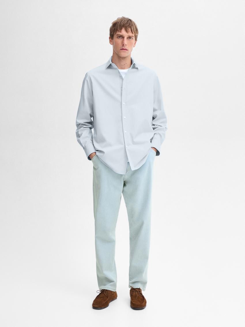 Massimo Dutti Cotton Regular Fit Men Shirts Light Blue | US-FN8625901