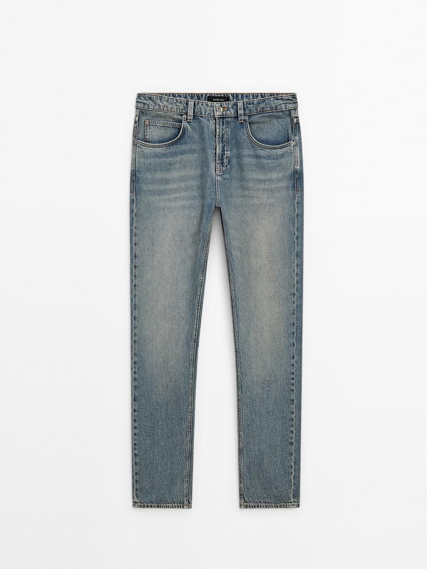 Massimo Dutti Cotton Relaxed Fit Men Jeans Indigo | US-FA4628097