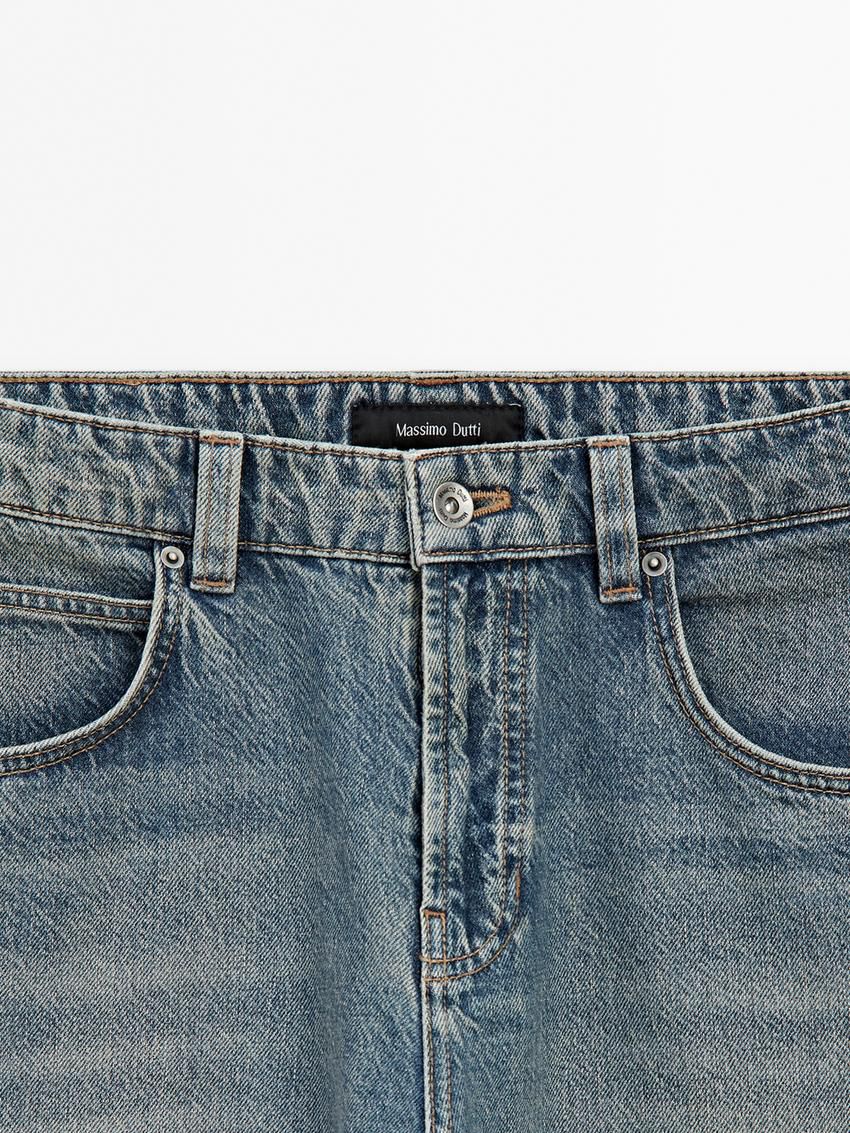 Massimo Dutti Cotton Relaxed Fit Men Jeans Indigo | US-FA4628097