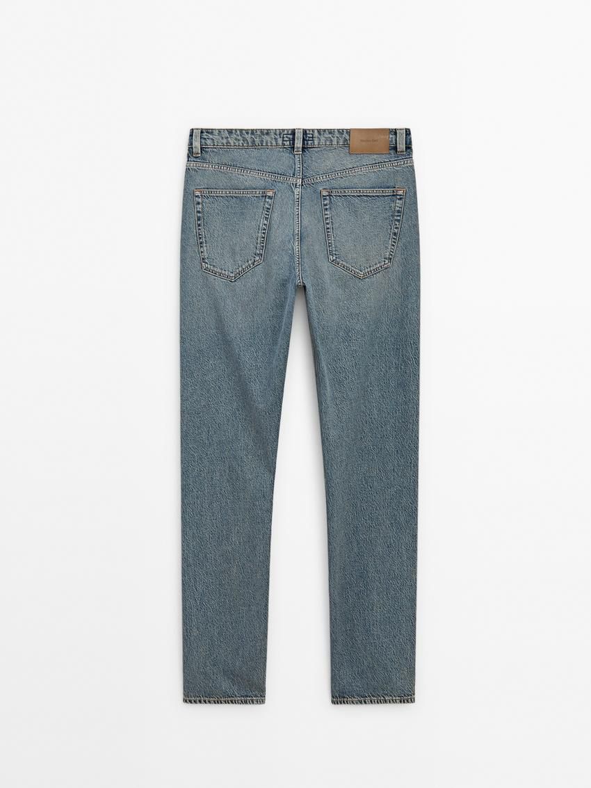 Massimo Dutti Cotton Relaxed Fit Men Jeans Indigo | US-FA4628097