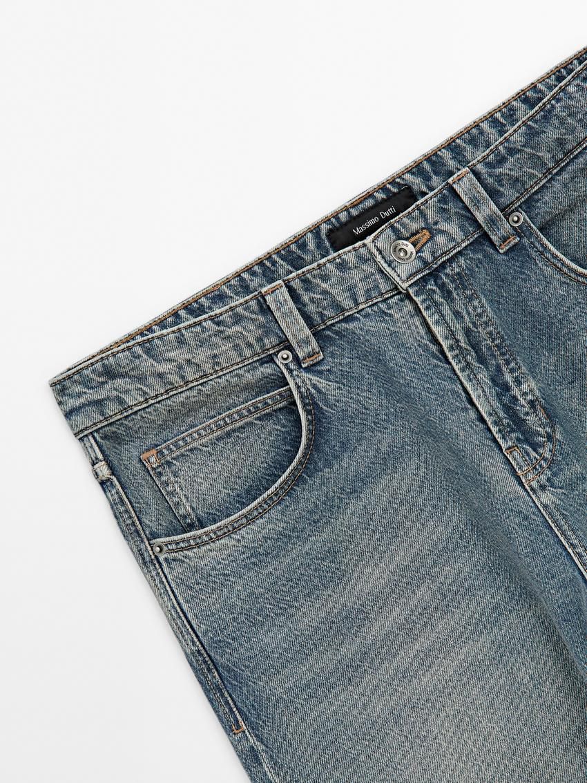 Massimo Dutti Cotton Relaxed Fit Men Jeans Indigo | US-FA4628097