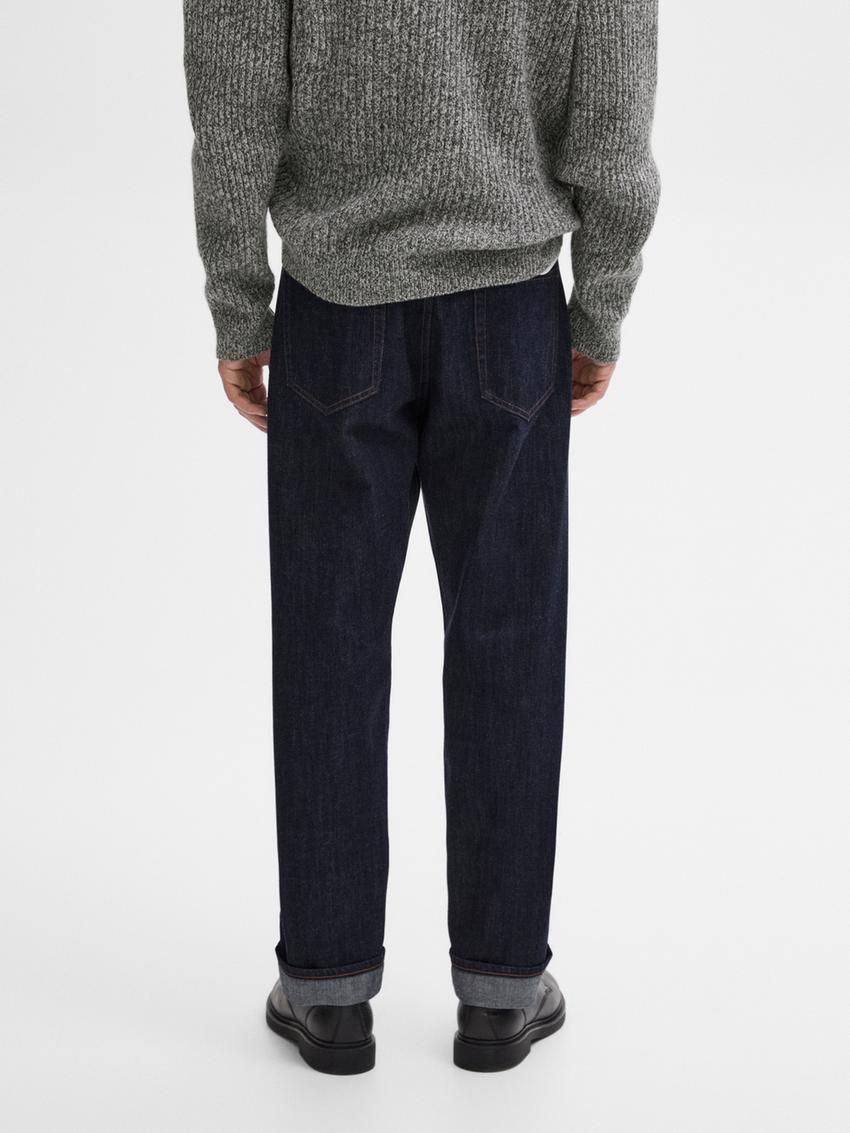 Massimo Dutti Cotton Relaxed Fit Selvedge Men Jeans Navy | US-AM6129408