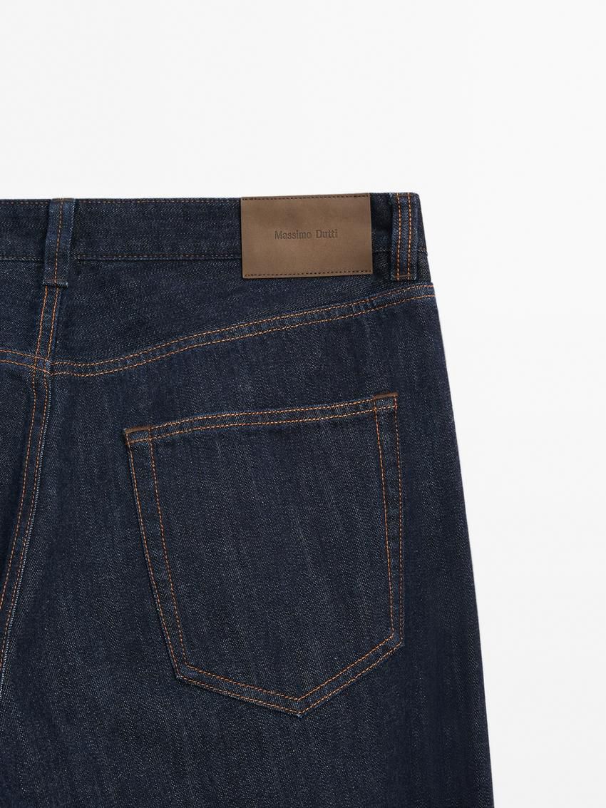 Massimo Dutti Cotton Relaxed Fit Selvedge Men Jeans Navy | US-AM6129408