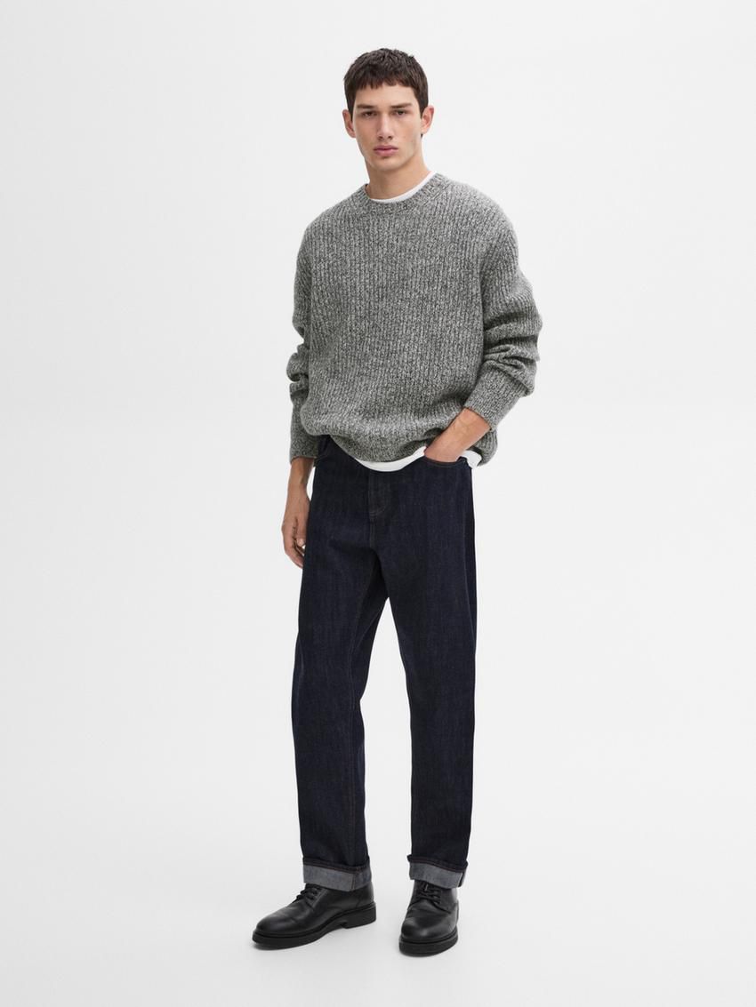 Massimo Dutti Cotton Relaxed Fit Selvedge Men Jeans Navy | US-AM6129408