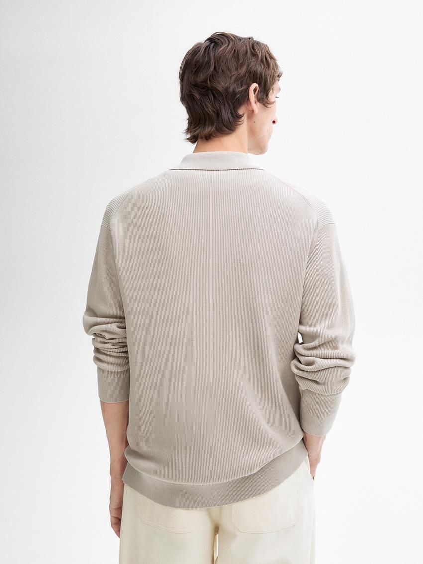 Massimo Dutti Cotton Ribbed Knit Men Cardigan Beige | US-KU8209713