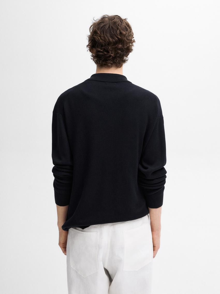 Massimo Dutti Cotton Ribbed Knit Men Cardigan Navy | US-XN6835720