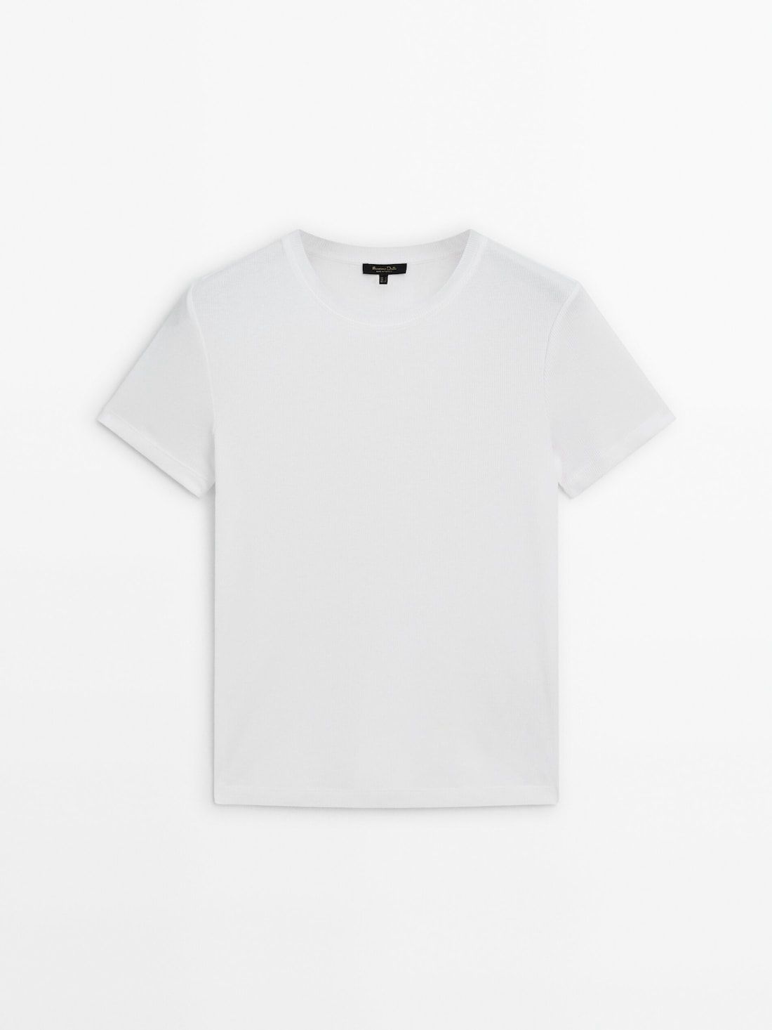 Massimo Dutti Cotton Ribbed Short Sleeve Women T-Shirt White | US-OG0359162