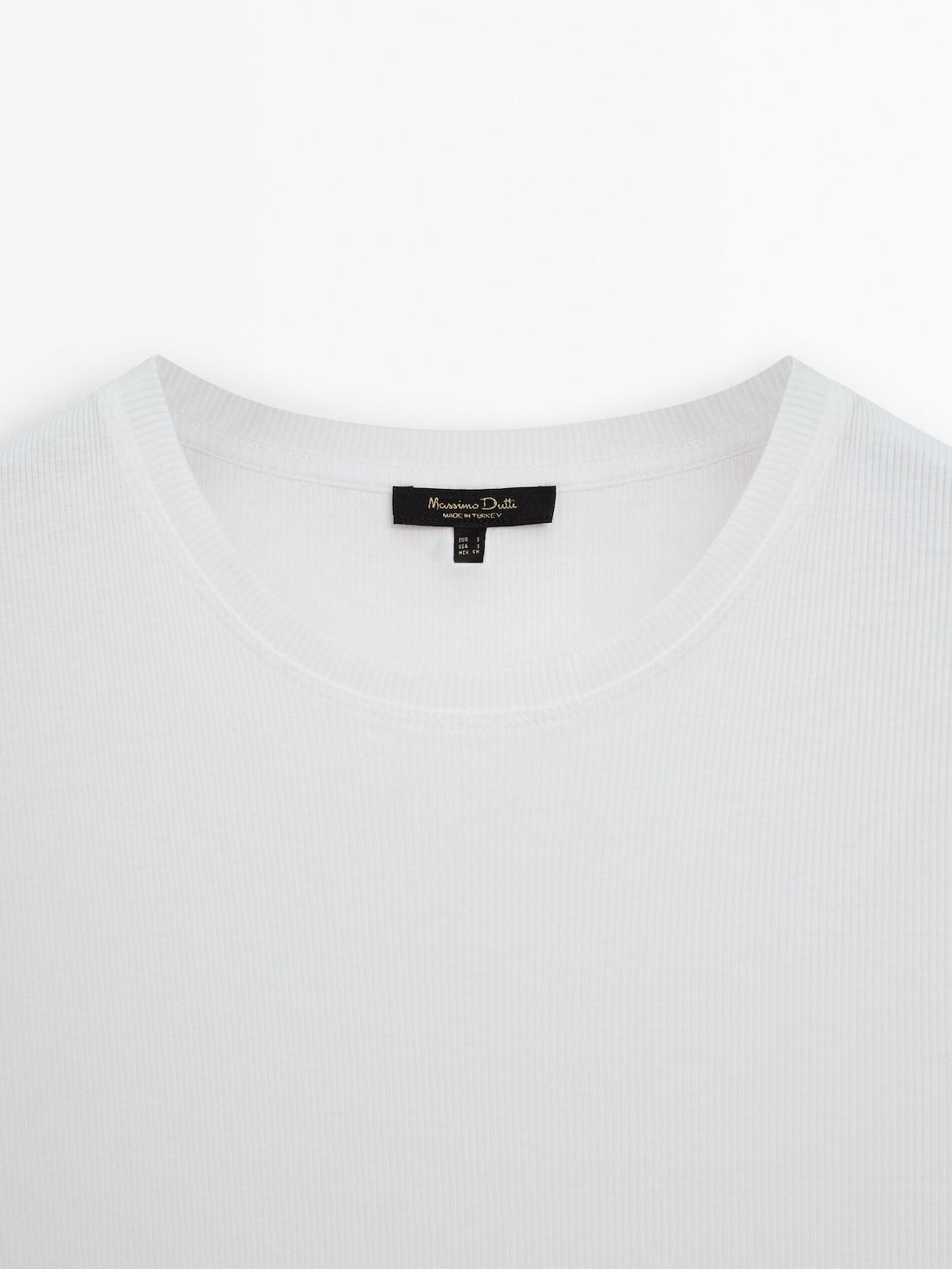 Massimo Dutti Cotton Ribbed Short Sleeve Women T-Shirt White | US-OG0359162