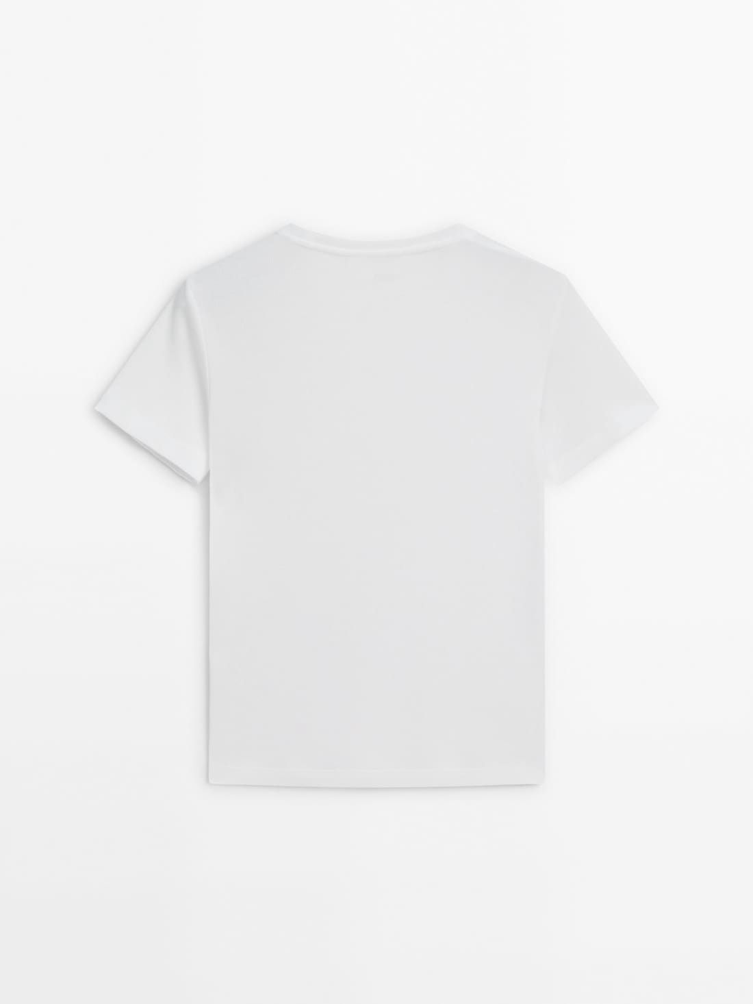 Massimo Dutti Cotton Ribbed Short Sleeve Women T-Shirt White | US-OG0359162