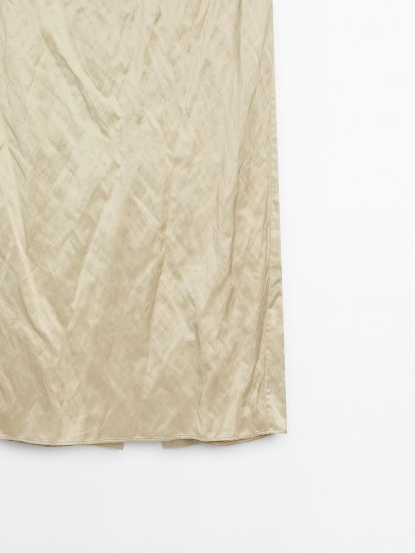 Massimo Dutti Cotton Satin Blend Midi Women Skirts Cream | US-RW2340718