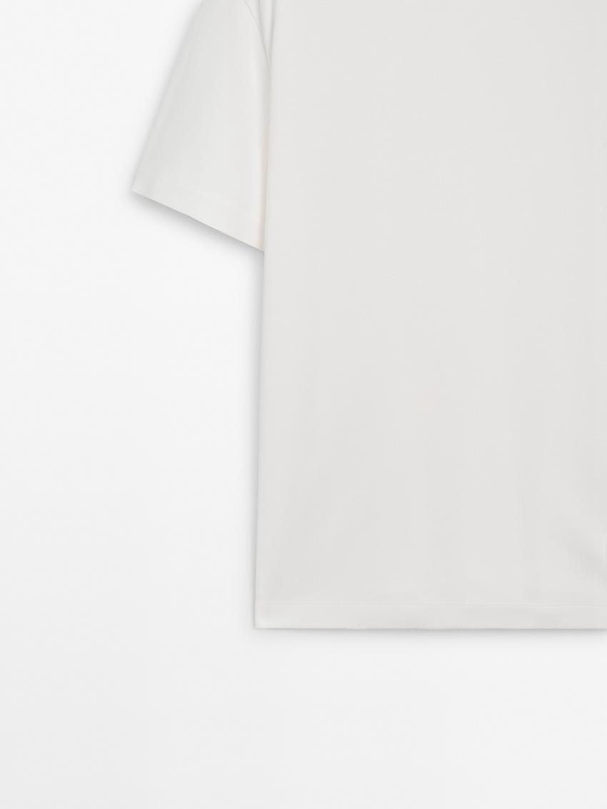 Massimo Dutti Cotton Short Sleeve Men T-Shirt Cream | US-SD1342678
