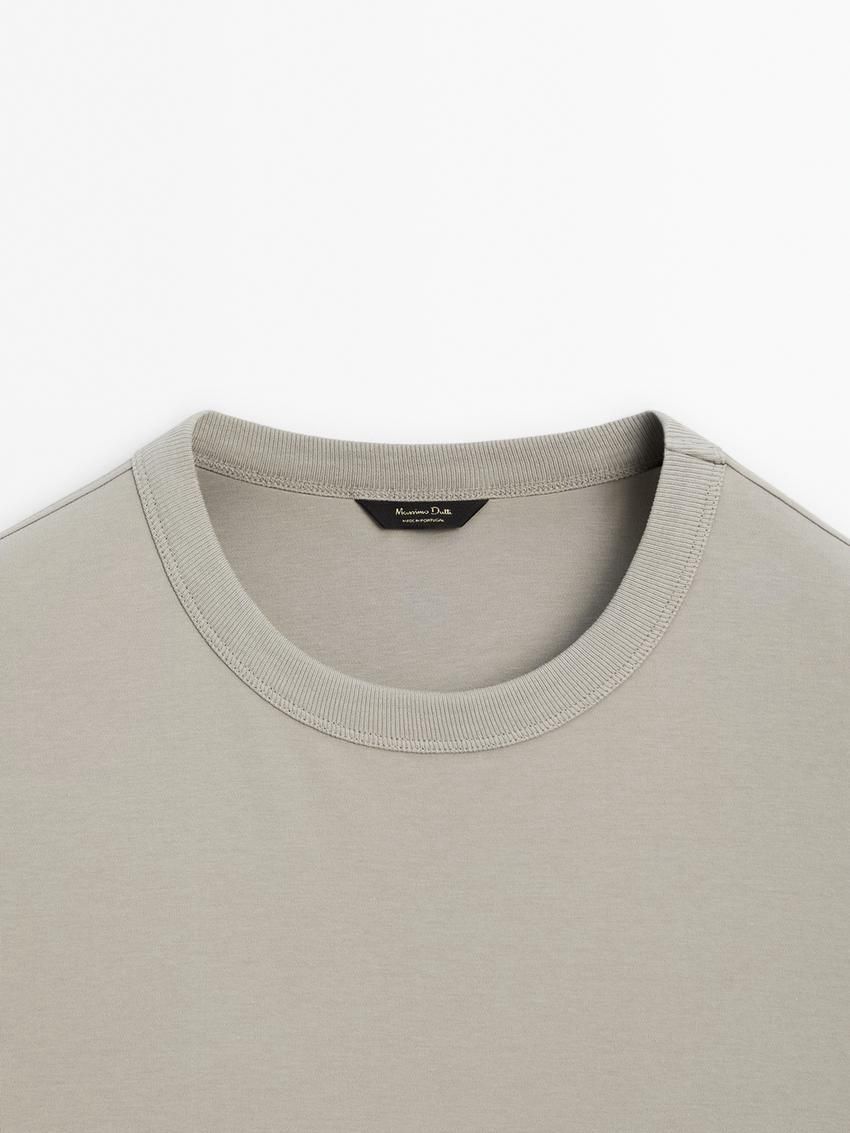 Massimo Dutti Cotton Short Sleeve Men T-Shirt Light Green | US-IT1395706