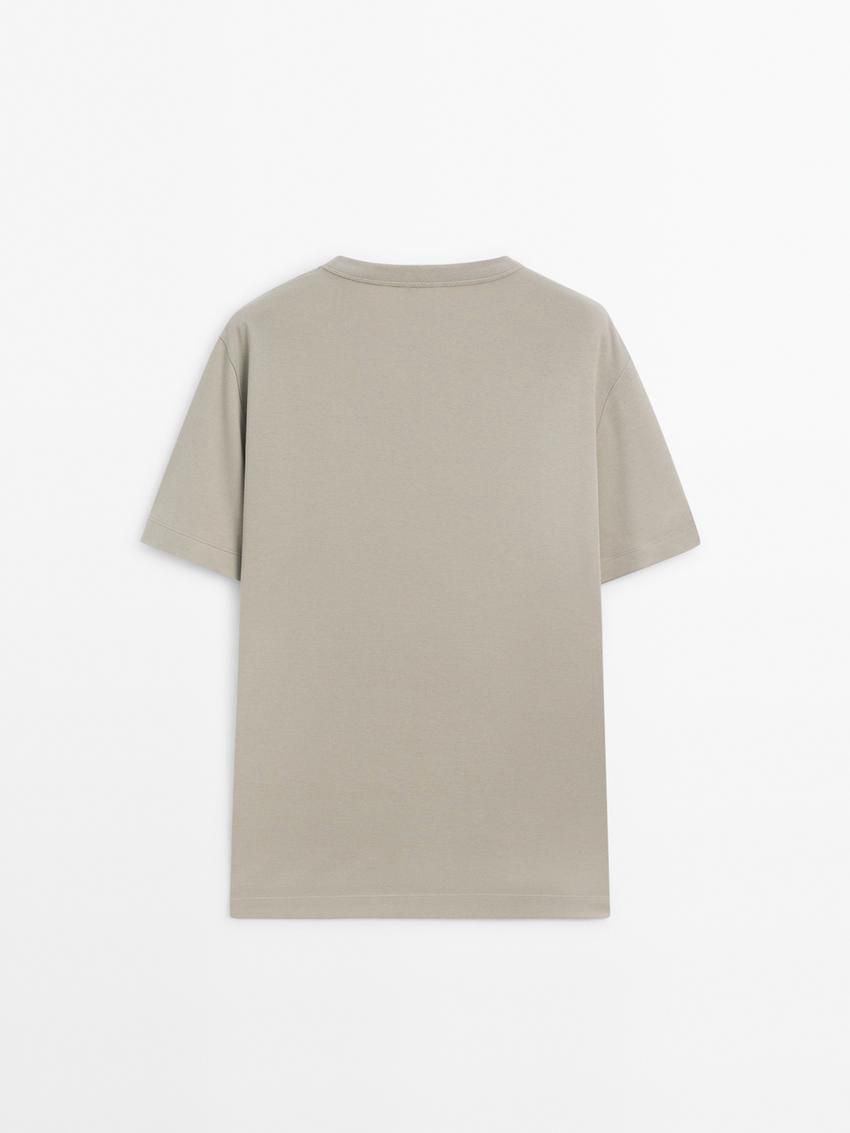 Massimo Dutti Cotton Short Sleeve Men T-Shirt Light Green | US-IT1395706