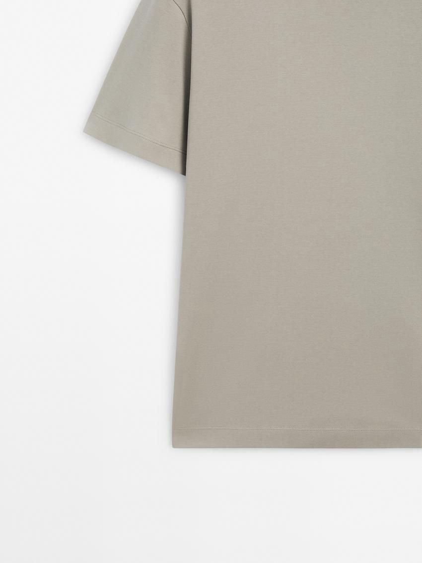 Massimo Dutti Cotton Short Sleeve Men T-Shirt Light Green | US-IT1395706