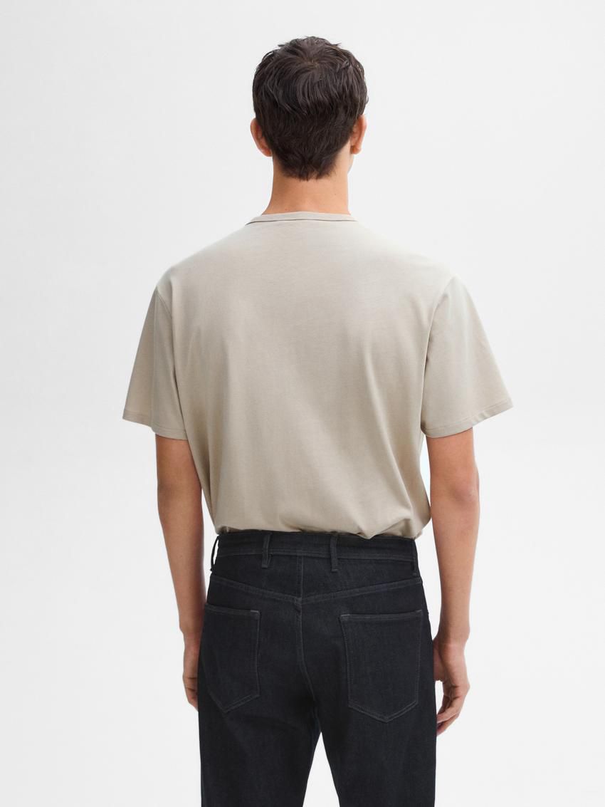 Massimo Dutti Cotton Short Sleeve Men T-Shirt Beige | US-VC7132048