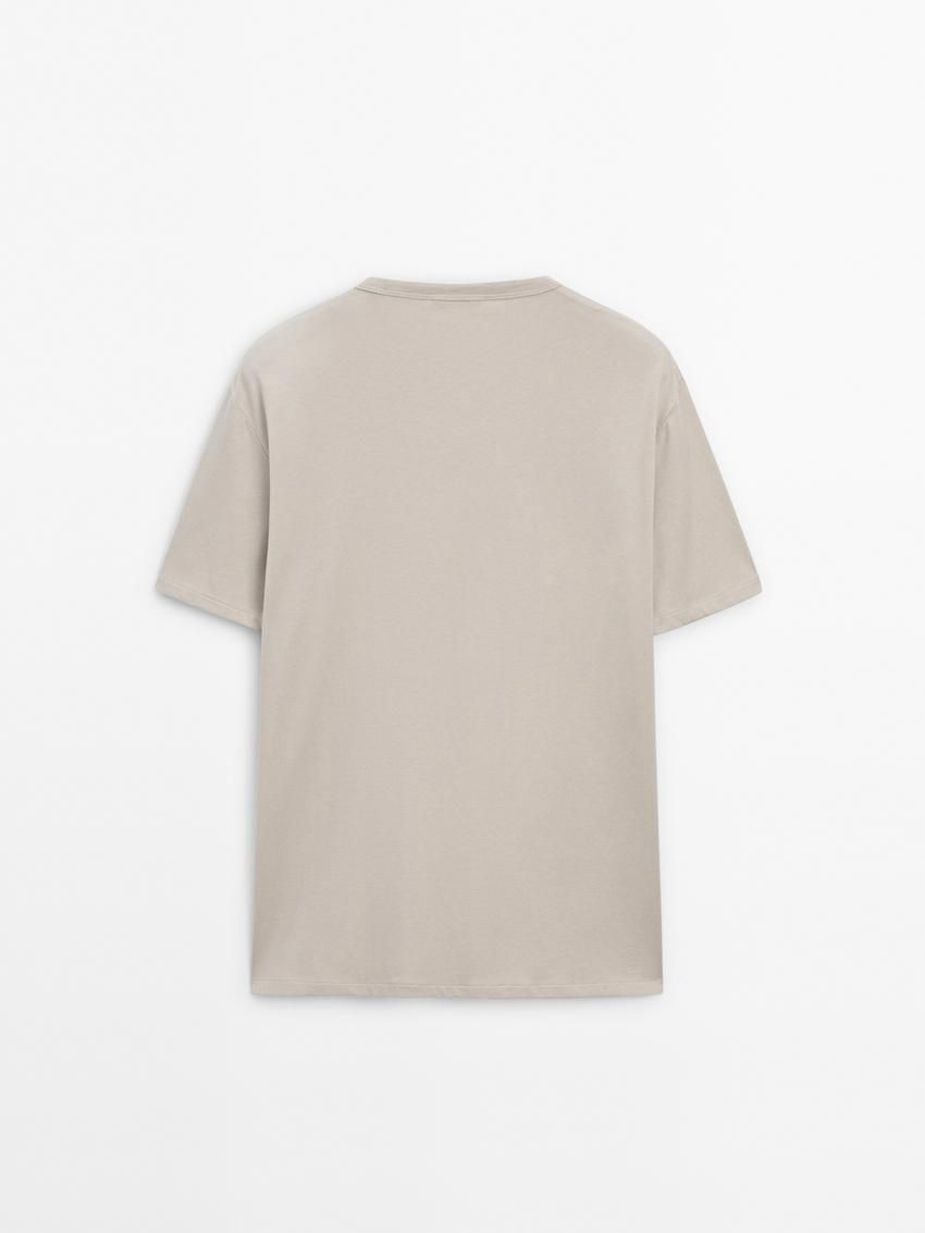 Massimo Dutti Cotton Short Sleeve Men T-Shirt Beige | US-VC7132048