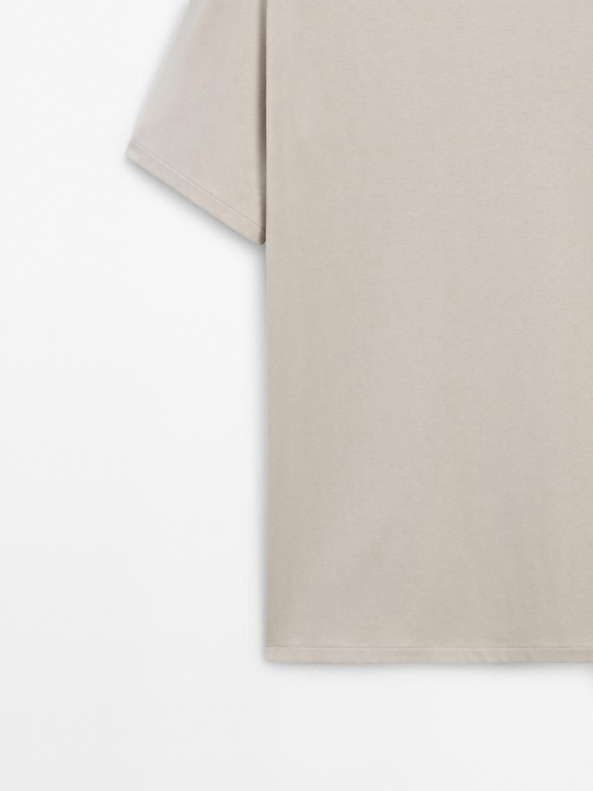 Massimo Dutti Cotton Short Sleeve Men T-Shirt Beige | US-VC7132048
