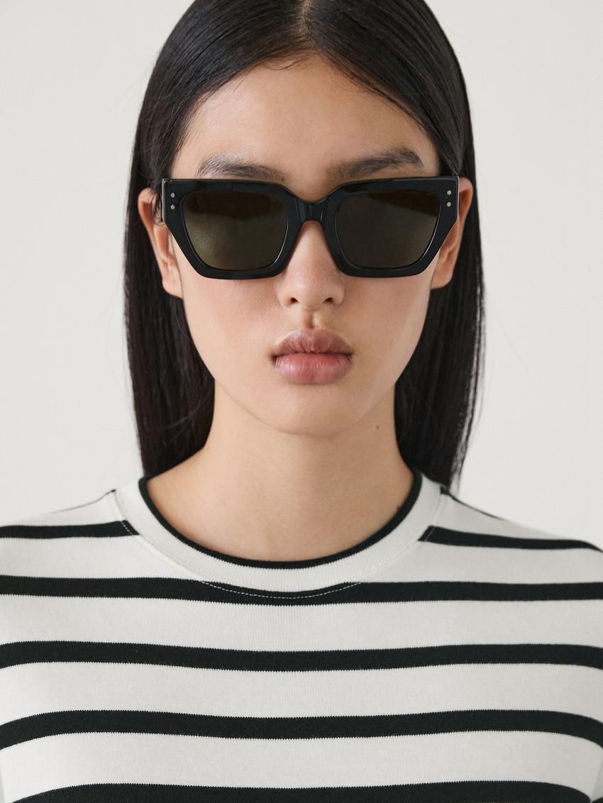 Massimo Dutti Cotton Short Sleeve Striped Women T-Shirt White / Black | US-MG1698734