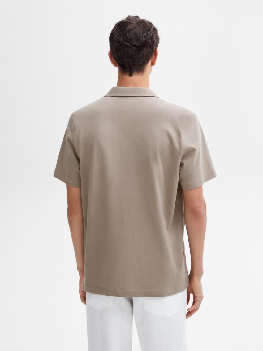 Massimo Dutti Cotton Short Sleeve Sweater Men Polo Shirt Brown Beige | US-JV8305691