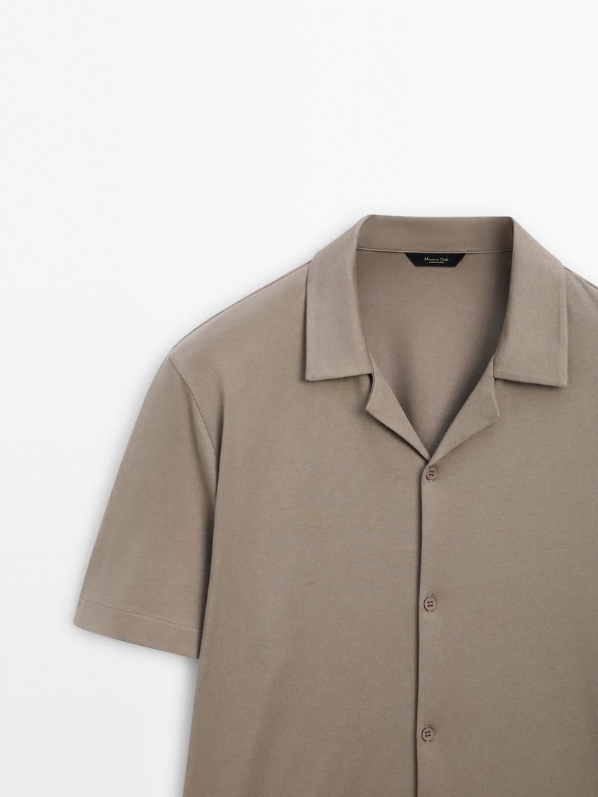 Massimo Dutti Cotton Short Sleeve Sweater Men Polo Shirt Brown Beige | US-JV8305691