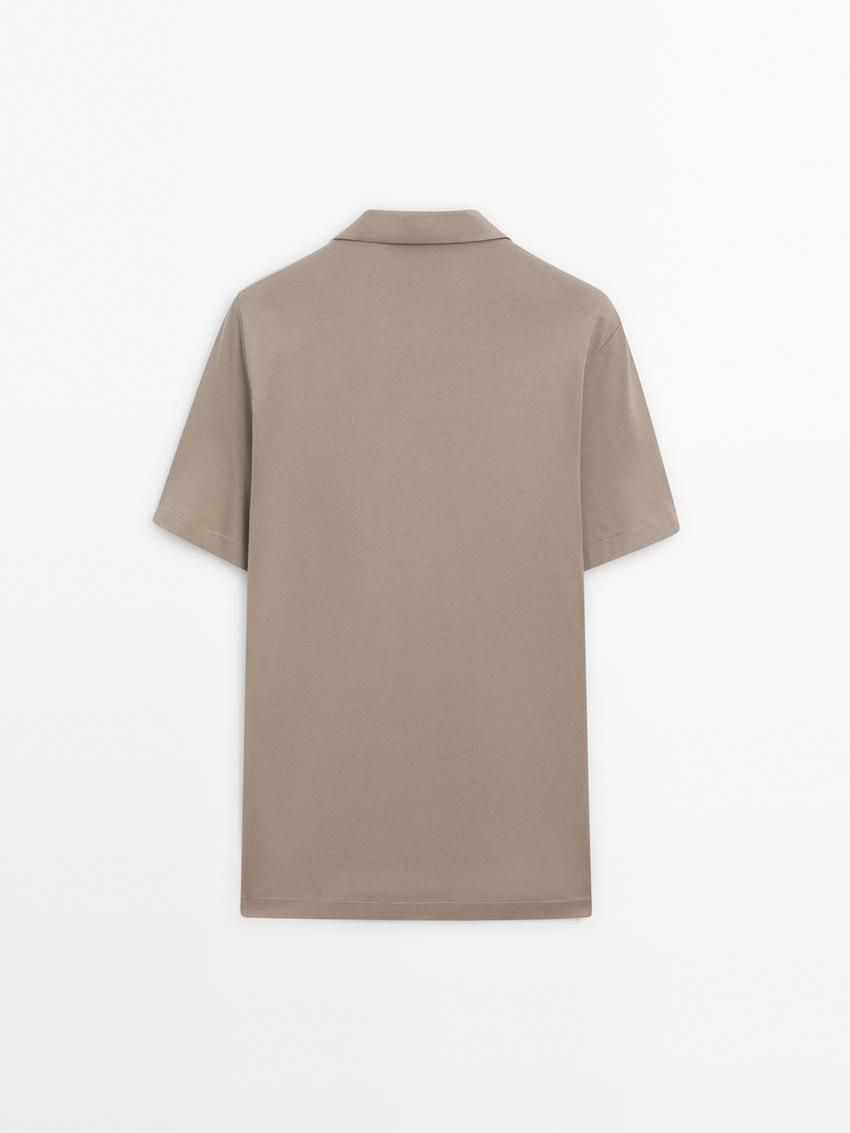 Massimo Dutti Cotton Short Sleeve Sweater Men Polo Shirt Brown Beige | US-JV8305691