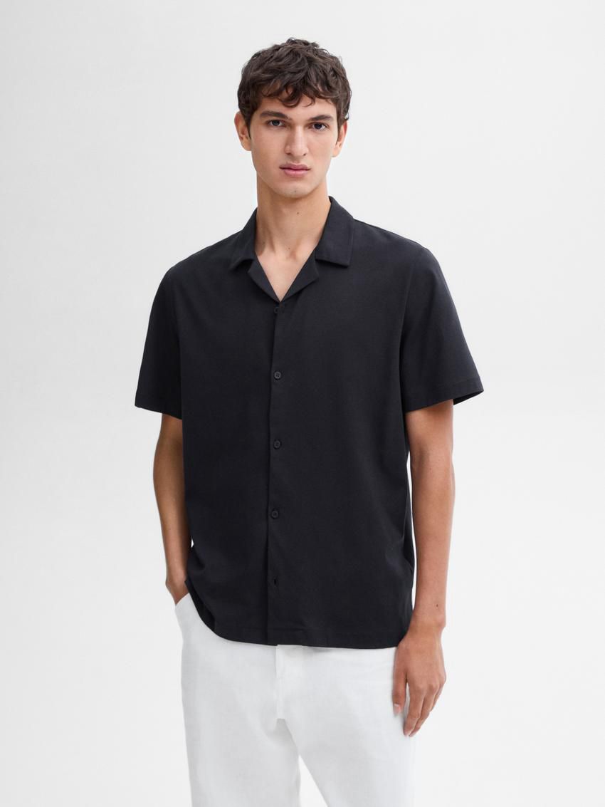 Massimo Dutti Cotton Short Sleeve Sweater Men Polo Shirt Navy | US-VS8962354