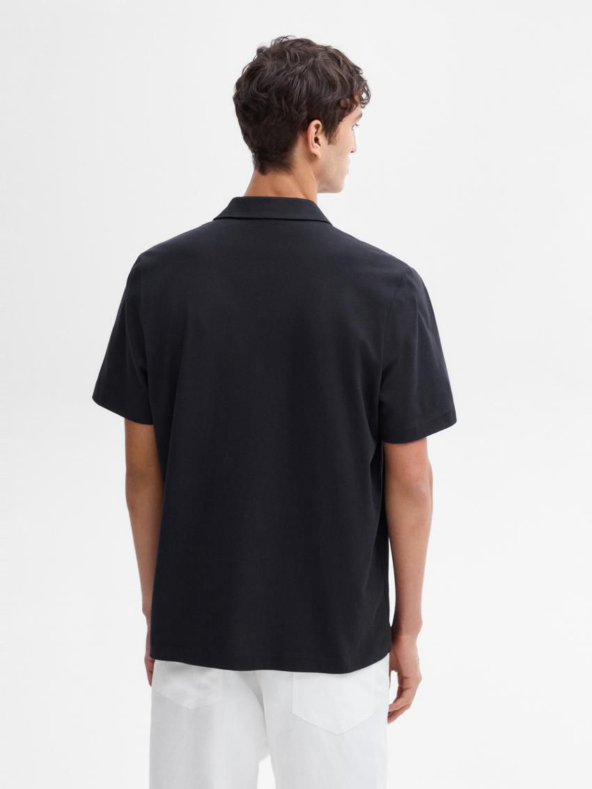 Massimo Dutti Cotton Short Sleeve Sweater Men Polo Shirt Navy | US-VS8962354