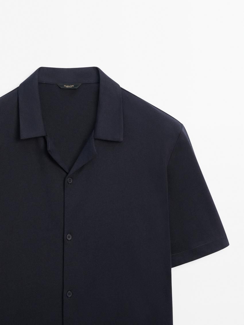 Massimo Dutti Cotton Short Sleeve Sweater Men Polo Shirt Navy | US-VS8962354