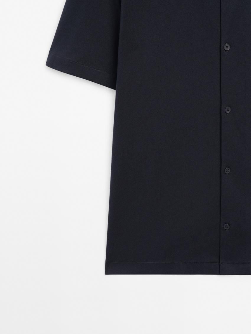 Massimo Dutti Cotton Short Sleeve Sweater Men Polo Shirt Navy | US-VS8962354